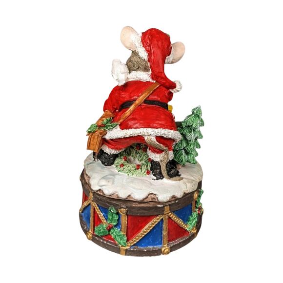 Vintage Resin Christmas Mouse Music Box: Musical Holiday Figurine Decor - Picture 3 of 7